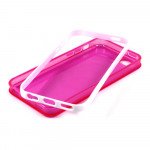 Wholesale Apple iPhone 5C Clear Gummy Bumper Hybrid Case (White Hot Pink)